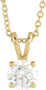 14K Gold Round Lab-Grown Diamond Solitaire Necklace – 4-6.5mm Stones - Yellow Gold