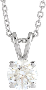 14K Gold Round Lab-Grown Diamond Solitaire Necklace – 4-6.5mm Stones - White Gold