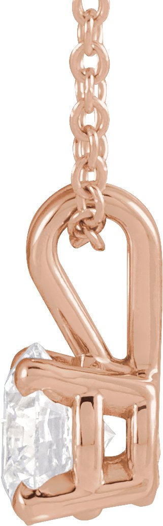 14K Gold Round Lab-Grown Diamond Solitaire Necklace – 4-6.5mm Stones - Rose Gold - view 2