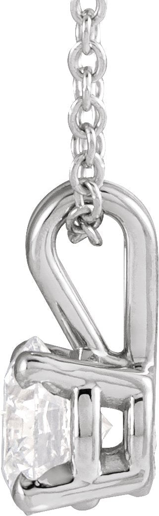 14K Gold Round Lab-Grown Diamond Solitaire Necklace – 4-6.5mm Stones - White Gold - view 2
