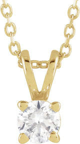 14K Gold Round Lab-Grown Diamond Solitaire Necklace – 4-6.5mm Stones - Yellow Gold
