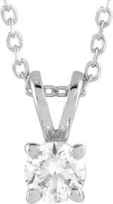 14K Gold Round Lab-Grown Diamond Solitaire Necklace – 4-6.5mm Stones - White Gold