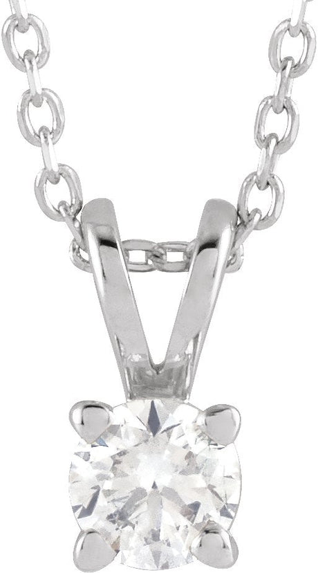 14K Gold Round Lab-Grown Diamond Solitaire Necklace – 4-6.5mm Stones - White Gold