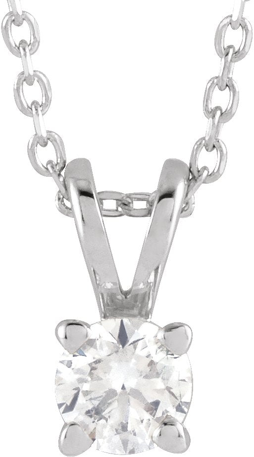 14K Gold Round Lab-Grown Diamond Solitaire Necklace – 4-6.5mm Stones - White Gold