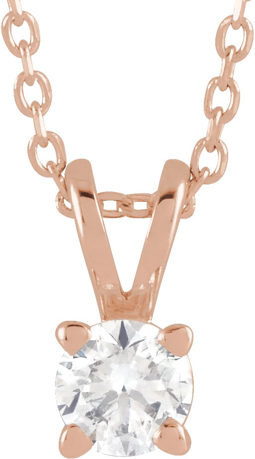 14K Gold Round Lab-Grown Diamond Solitaire Necklace – 4-6.5mm Stones - Rose Gold