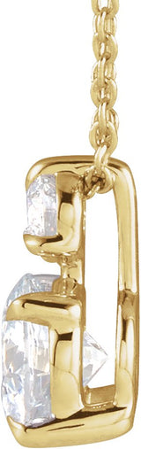 14K Gold Round Lab-Grown Diamond Accented Claw-Prong Necklace - Yellow Gold - view 2