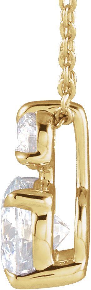 14K Gold Round Lab-Grown Diamond Accented Claw-Prong Necklace - Yellow Gold - view 2