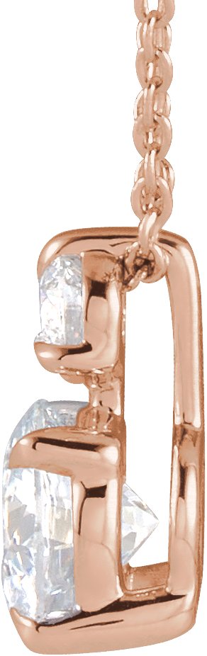14K Gold Round Lab-Grown Diamond Accented Claw-Prong Necklace - Rose Gold - view 2