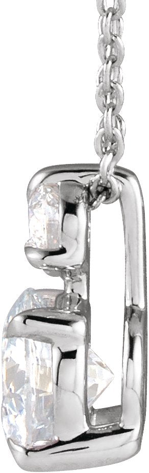 14K Gold Round Lab-Grown Diamond Accented Claw-Prong Necklace - White Gold - view 2