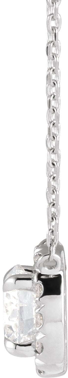 14K Gold Round Lab-Grown Diamond French-Set Halo-Style Necklace - White Gold - view 4