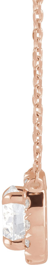 14K Gold Round Lab-Grown Diamond French-Set Halo-Style Necklace - Rose Gold - view 4