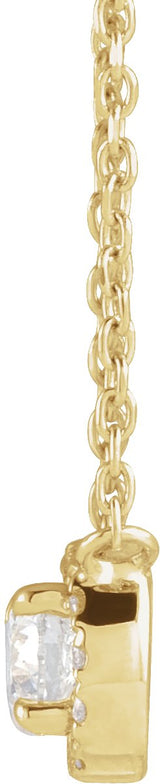 14K Gold Round Natural Diamond French-Set Halo-Style Necklace - Yellow Gold - view 4