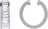 14K Gold Straight Baguette Lab-Grown Diamond Ear Cuff - White Gold