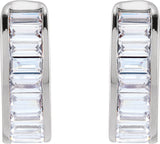 14K Gold Straight Baguette Lab-Grown Diamond Ear Cuff - White Gold - view 2