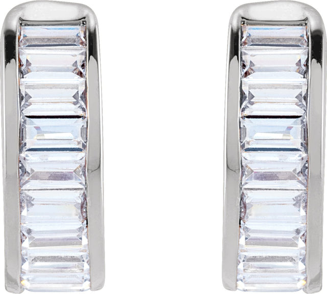 14K Gold Straight Baguette Lab-Grown Diamond Ear Cuff - White Gold - view 2