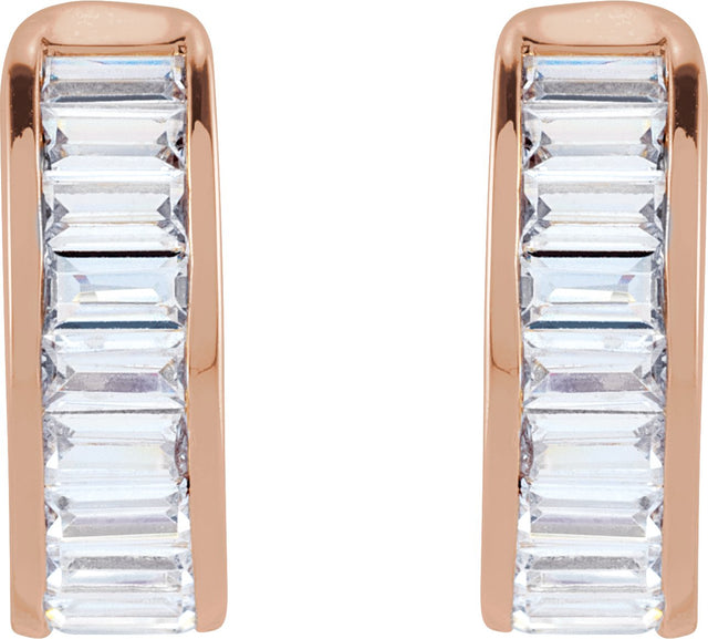 14K Gold Straight Baguette Lab-Grown Diamond Ear Cuff - Rose Gold - view 2