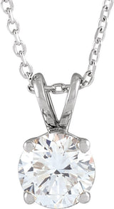 14K Gold Round Lab-Grown Diamond Solitaire Necklace – 4-6.5mm Stones - White Gold