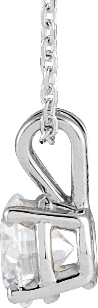 14K Gold Round Lab-Grown Diamond Solitaire Necklace – 4-6.5mm Stones - White Gold - view 2