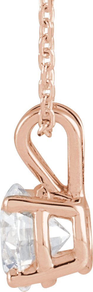 14K Gold Round Lab-Grown Diamond Solitaire Necklace – 4-6.5mm Stones - Rose Gold - view 2