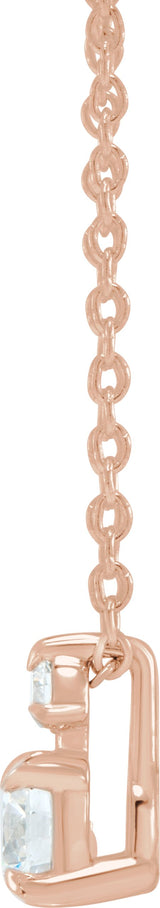14K Gold Round Lab-Grown Diamond Accented Claw-Prong Necklace - Rose Gold - view 2