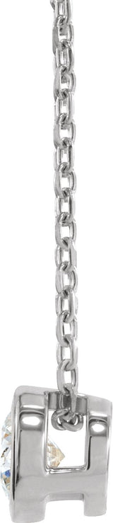 14K Gold Round Lab-Grown Diamond Solitaire Bezel-Set Necklace - White Gold - view 4