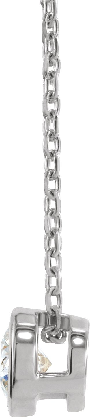 14K Gold Round Lab-Grown Diamond Solitaire Bezel-Set Necklace - White Gold - view 4