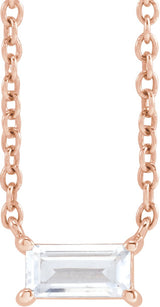 14K Gold Straight Baguette Lab-Grown Diamond Necklace - Rose Gold