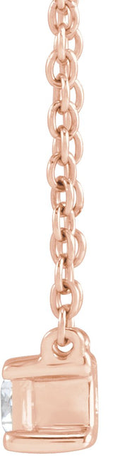 14K Gold Straight Baguette Lab-Grown Diamond Necklace - Rose Gold - view 2