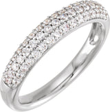 14K Gold Round Lab-Grown Diamond Accented Dome Ring - White Gold