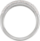 14K Gold Round Lab-Grown Diamond Accented Dome Ring - White Gold - view 2
