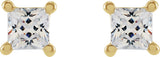 14K Gold Square Lab-Grown Diamond Stud Earrings - Yellow Gold - view 2