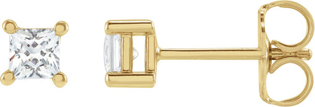 14K Gold Square Lab-Grown Diamond Stud Earrings - Yellow Gold