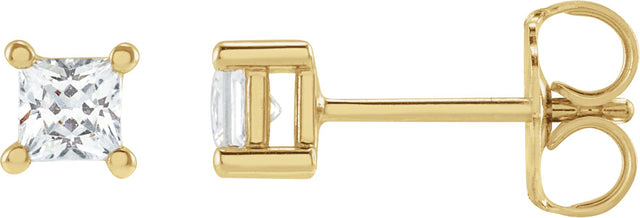14K Gold Square Lab-Grown Diamond Stud Earrings - Yellow Gold