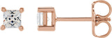 14K Gold Square Lab-Grown Diamond Stud Earrings - Rose Gold