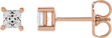 14K Gold Square Lab-Grown Diamond Stud Earrings - Rose Gold
