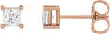 14K Gold Square Lab-Grown Diamond Stud Earrings - Rose Gold