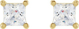 14K Gold Square Lab-Grown Diamond Stud Earrings - Yellow Gold - view 2