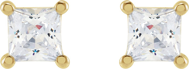 14K Gold Square Lab-Grown Diamond Stud Earrings - Yellow Gold - view 2