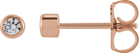 14K Gold Lab-Grown Diamond Round Bezel-Set Stud Earrings – 2.5-4mm Stones - Rose Gold