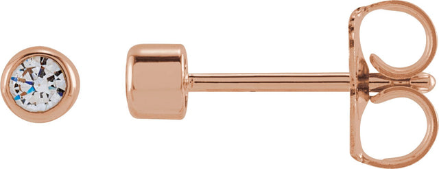 14K Gold Lab-Grown Diamond Round Bezel-Set Stud Earrings – 2.5-4mm Stones - Rose Gold