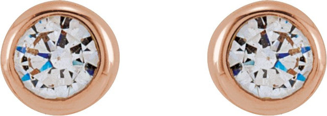 14K Gold Lab-Grown Diamond Round Bezel-Set Stud Earrings – 2.5-4mm Stones - Rose Gold - view 2