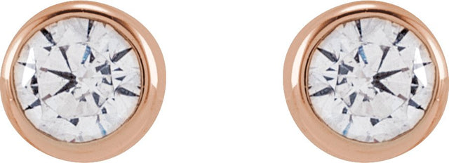 14K Gold Lab-Grown Diamond Round Bezel-Set Stud Earrings – 2.5-4mm Stones - Rose Gold - view 2