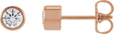 14K Gold Lab-Grown Diamond Round Bezel-Set Stud Earrings – 2.5-4mm Stones - Rose Gold