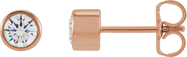 14K Gold Lab-Grown Diamond Round Bezel-Set Stud Earrings – 2.5-4mm Stones - Rose Gold