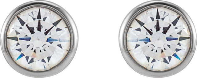 14K Gold Lab-Grown Diamond Round Bezel-Set Stud Earrings – 2.5-4mm Stones - White Gold - view 2