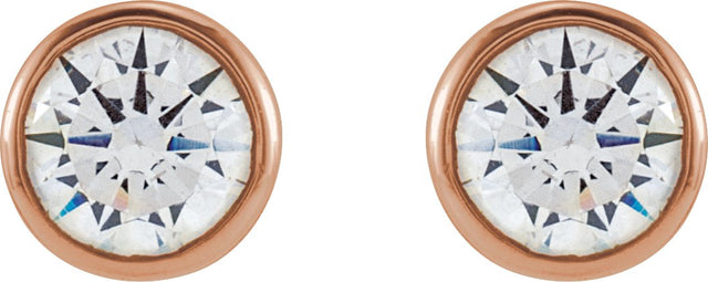 14K Gold Lab-Grown Diamond Round Bezel-Set Stud Earrings – 2.5-4mm Stones - Rose Gold - view 2