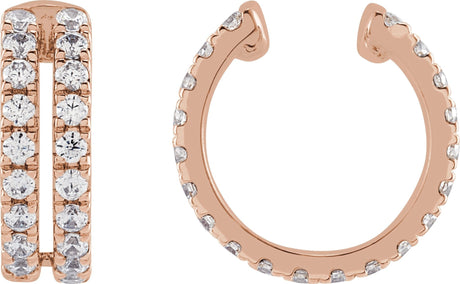 14K Gold Round Lab-Grown Diamond Negative Space Ear Cuff - Rose Gold