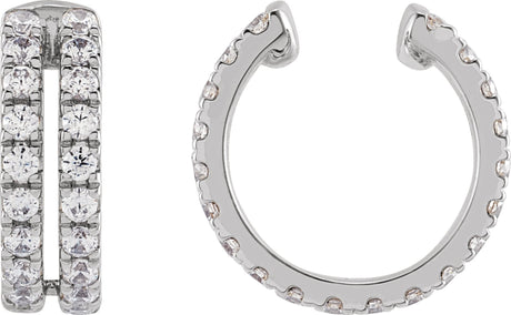 14K Gold Round Lab-Grown Diamond Negative Space Ear Cuff - White Gold