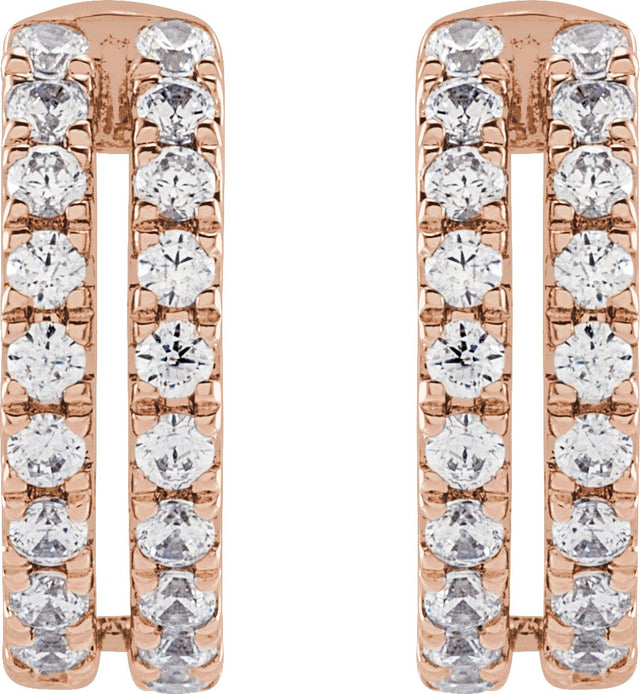 14K Gold Round Lab-Grown Diamond Negative Space Ear Cuff - Rose Gold - view 2