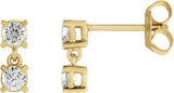 14K Gold Round Lab-Grown Diamond Two-Stone Earrings - Yellow Gold